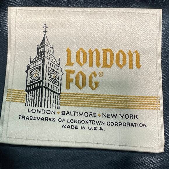 London Fog Men's Overcoat 42XLong Blue VTG DBL Breasted Fleece Liner All Weather - Picture 4 of 6